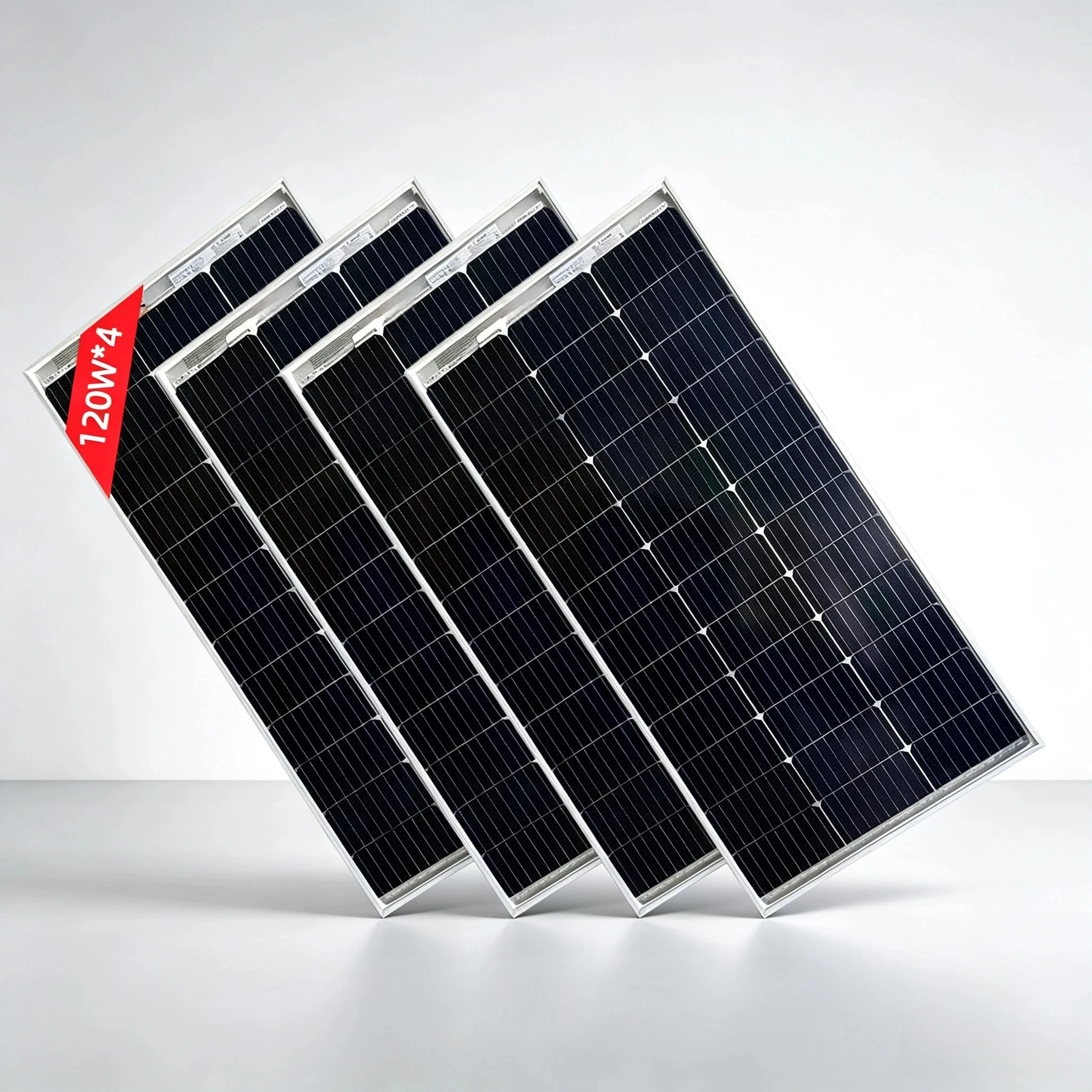 480W transparentes bifaziales Solarpanel, 4 Stück 120W Solarpanel mit gehärtetem Glas, monokristalline PV-Module mit hoher Umwandlungseffizienz für Balkon, netzunabhängige Nutzung