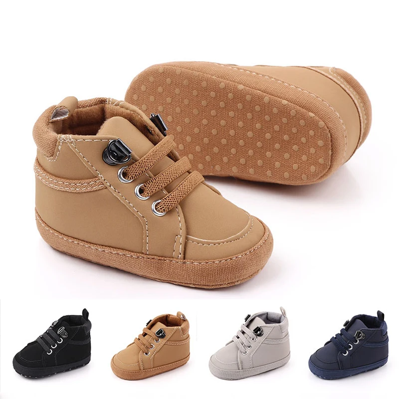 

Детские туфли на высокой подошве с мягкой подошвой, противоскользящие, для обучения ходьбе, для мальчиков и девочек, весна-осень, из искусственной кожи, для первых шагов, водонепроницаемые, для малышей