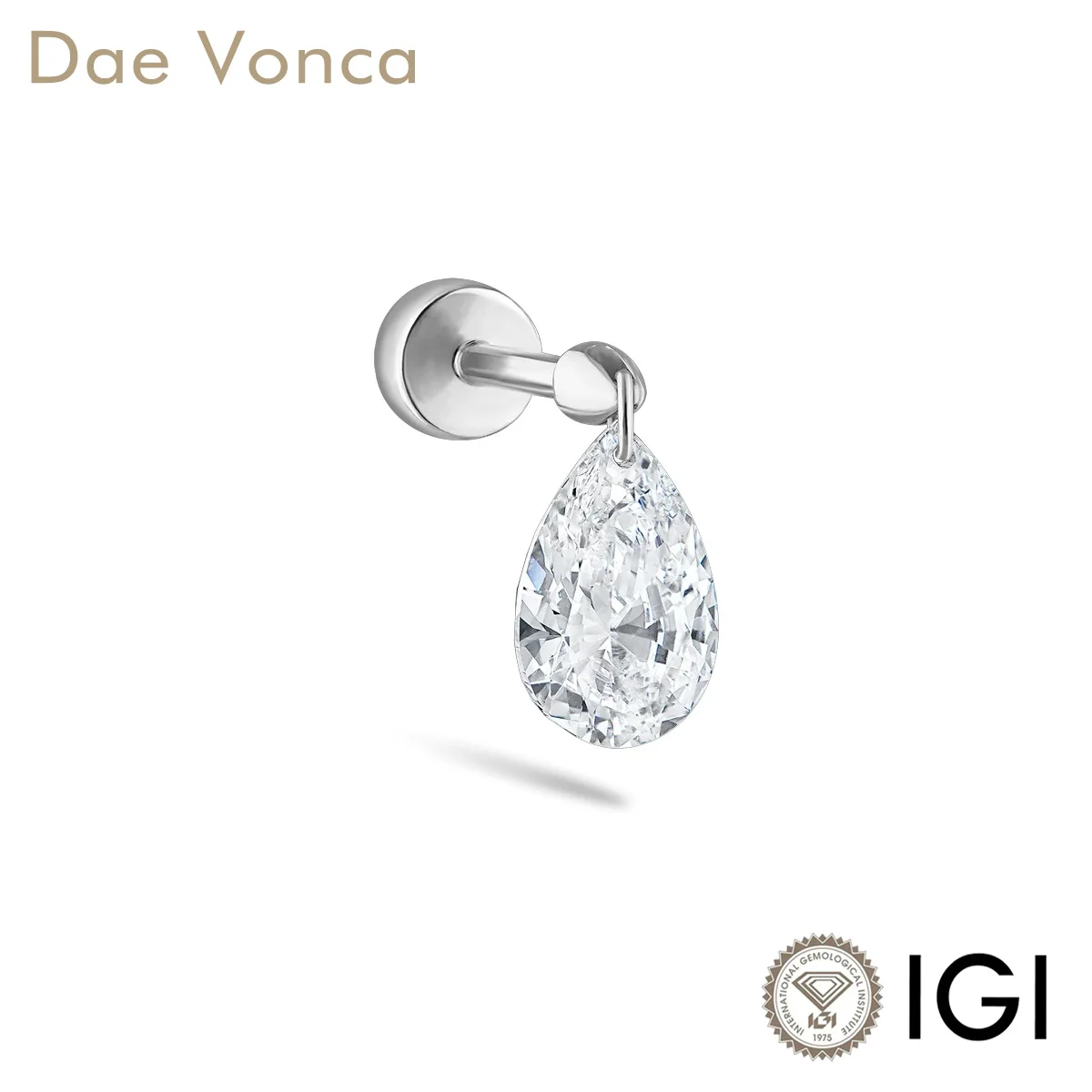 

Floating Pear Cut Lab Diamonds Single Earring 9K 14K 18K Gold Threaded Stud Earring CVD HPHT Lab Created Diamonds Jewelry