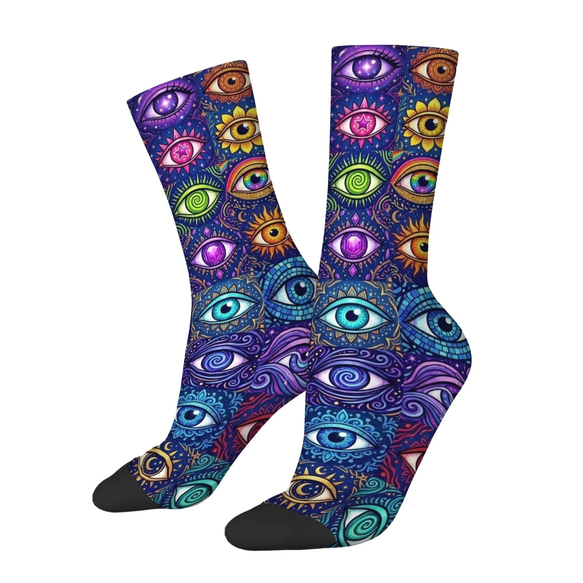 Street Style Quirky Eye Print Men's Socks Skin-friendly Breathable Non-slip Socks Cool and Novel Hip-hop Party Socks Gifts