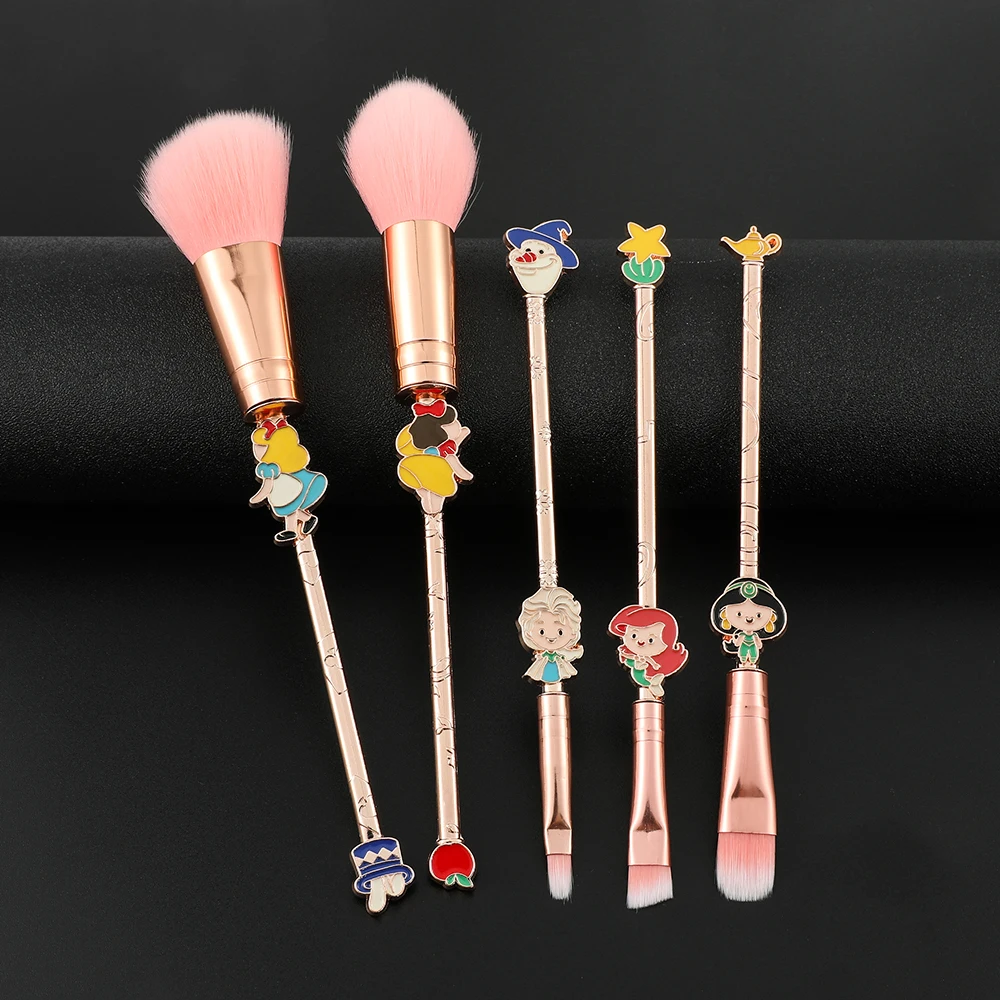 5pcs Princess Snow White Aisha Cinderella Makeup Brush Sets Cosmetics Beauty Tools For Girls Cosplay Gift With Bag