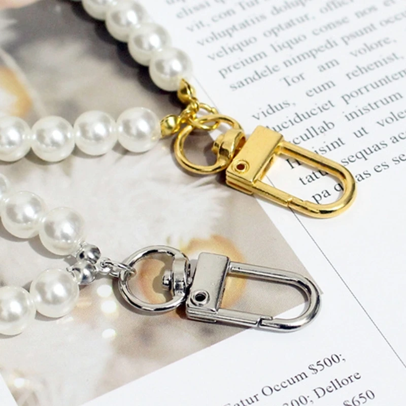 Elegant Pearl Charm Phone Wrist Chain Keychain Fashion Lanyard Phone Accessory