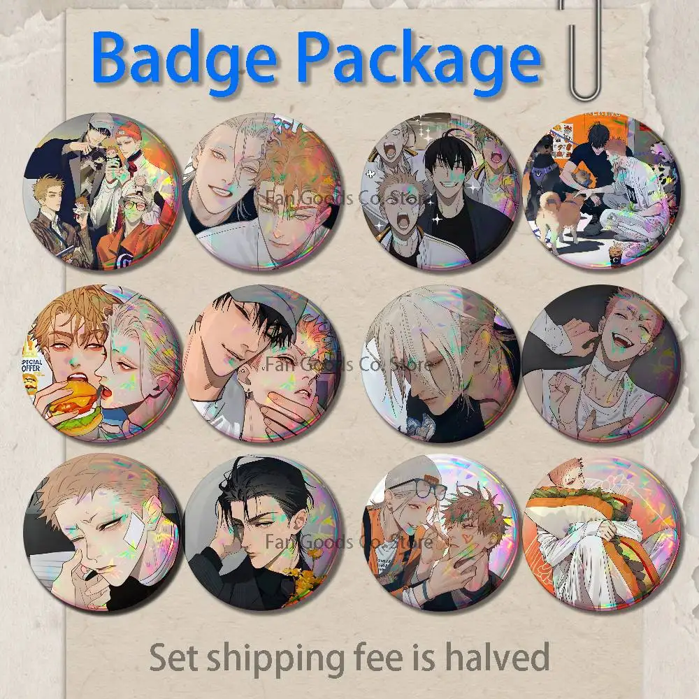 

Anime 19 D-Days Brooches for Backpack Accessories 25,32,44,58,75mm Round Enamel Pins 2-piece set Cartoon Anime Badge