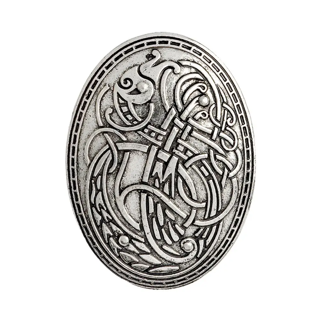 Vintage Brooch Norse Medieval Scarf Pin Shield Symbol Brooch Oval Shawl Sweater Pin Valentines Day Christmas Gift Jewelry Brooch