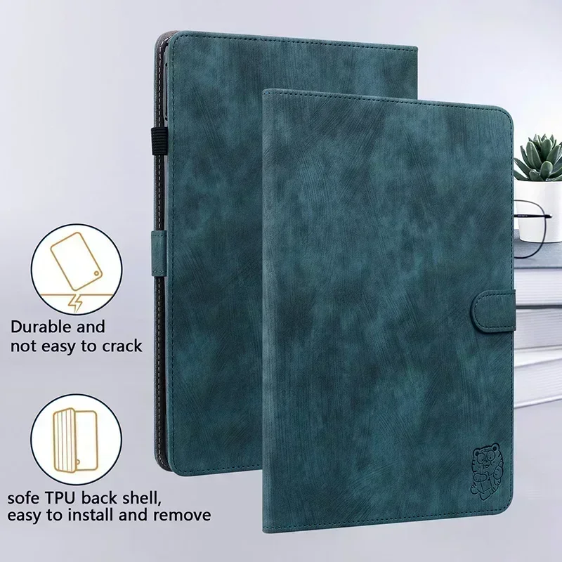 Little Tiger Leather Cover for iPad A16 11 10 Th 7 8 9 Th Air 7 6 5 4 M2 M3 11 13 Inch Mini 6 7 Pro 11 13 12.9' M4 M5 2025 Case