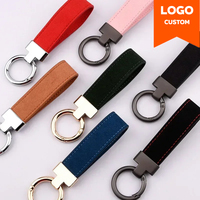 Custom Logo Suede Leather Keychain for Men and Women Car Logo Metal Key Chain Pendant Laser Engrave Retro Vintage Keyring Gift