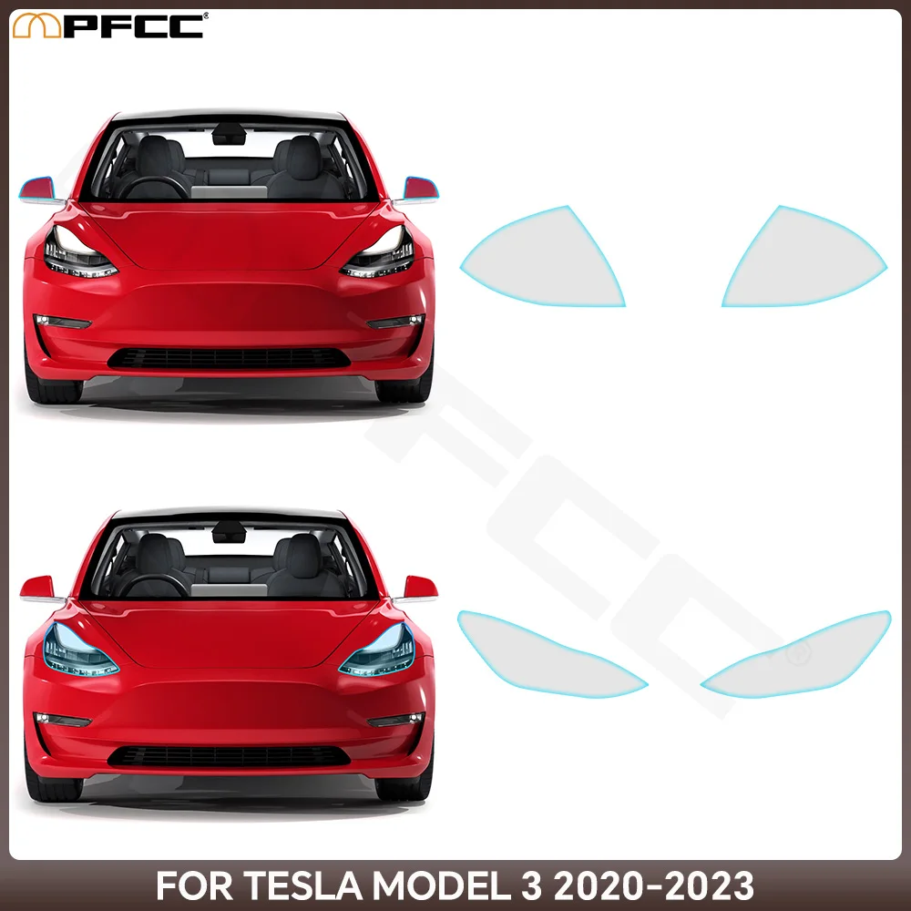 

For Tesla Model 3 2020-2023 Headlight Rearview Door Handles Taillight Protection Film 8.5Mil TPU Pre-cut PPF Clear Anti-scratch