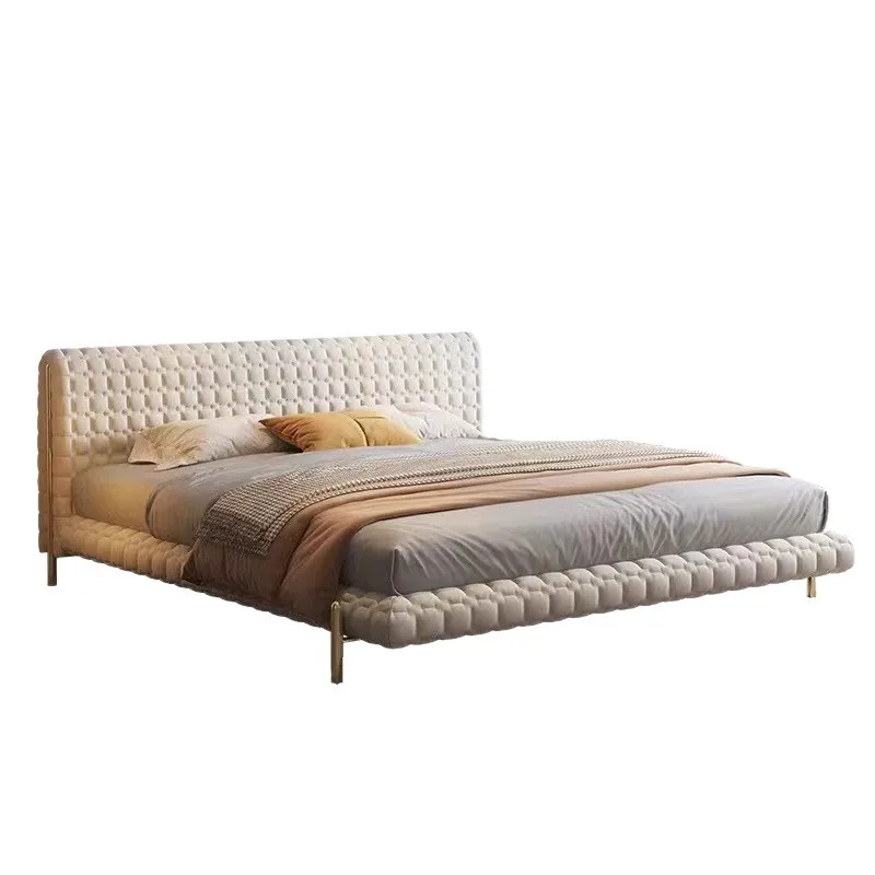 

Italian, minimalist, fabric bed, light luxury, modern, simple, soft bag, double