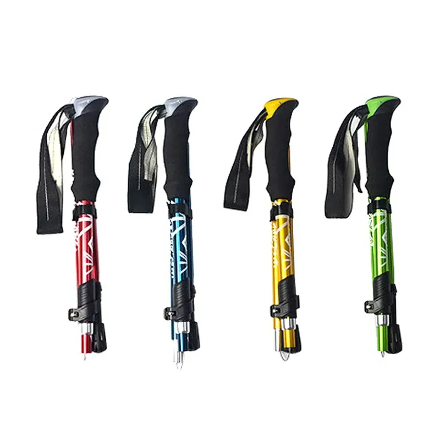5 Section Outdoor Fold Trekking Pole Camping Portable Walking Hiking Stick  Nordic Elderly Telescopic Easy Put Into  1 PCS