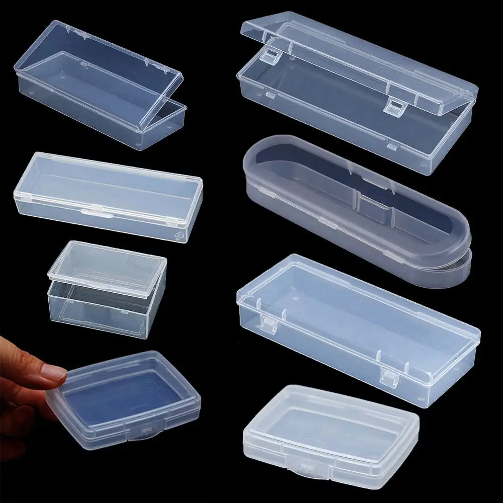 Transparent Plastic Storage Box Small Square Clear Jewelry Diamond Container Clips Boxes Craft Bead Holder Pill Storage Supplies