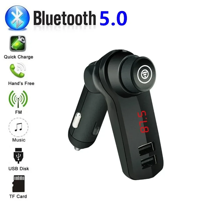 Car FM Transmitter, Car Mp3 Player, Bluetooth Receiver, Bluetooth Hands-free Call, Car Charger, Black USB2.0