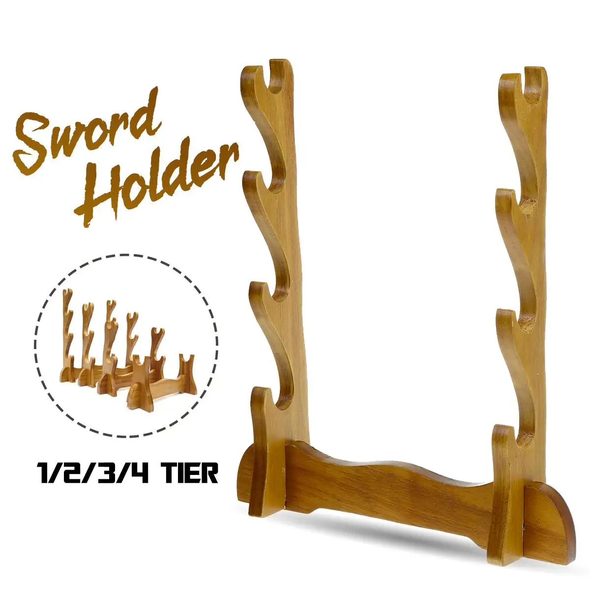 Japanese UniversalStand Stents1/2/3/4 Tiers Samurai Solid Wood Katana Holder Bracket Display Ofverwatch Cosplay Sword