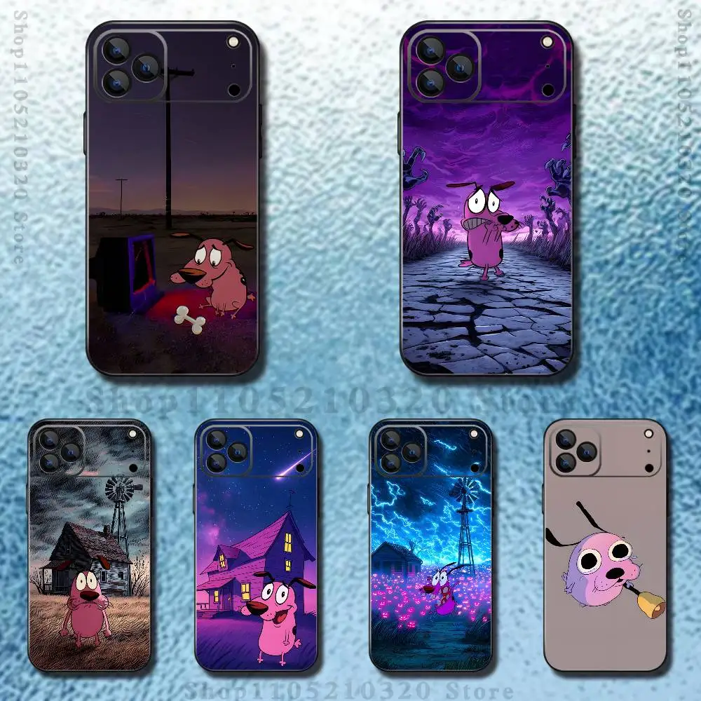 

court the C-Cowardly Dog Phone Case For iPhone 17,16,15,14,13,12,11 ,Pro Max,XS,X,XR,SE,Mini,8,7,Soft Silicone Black Cover