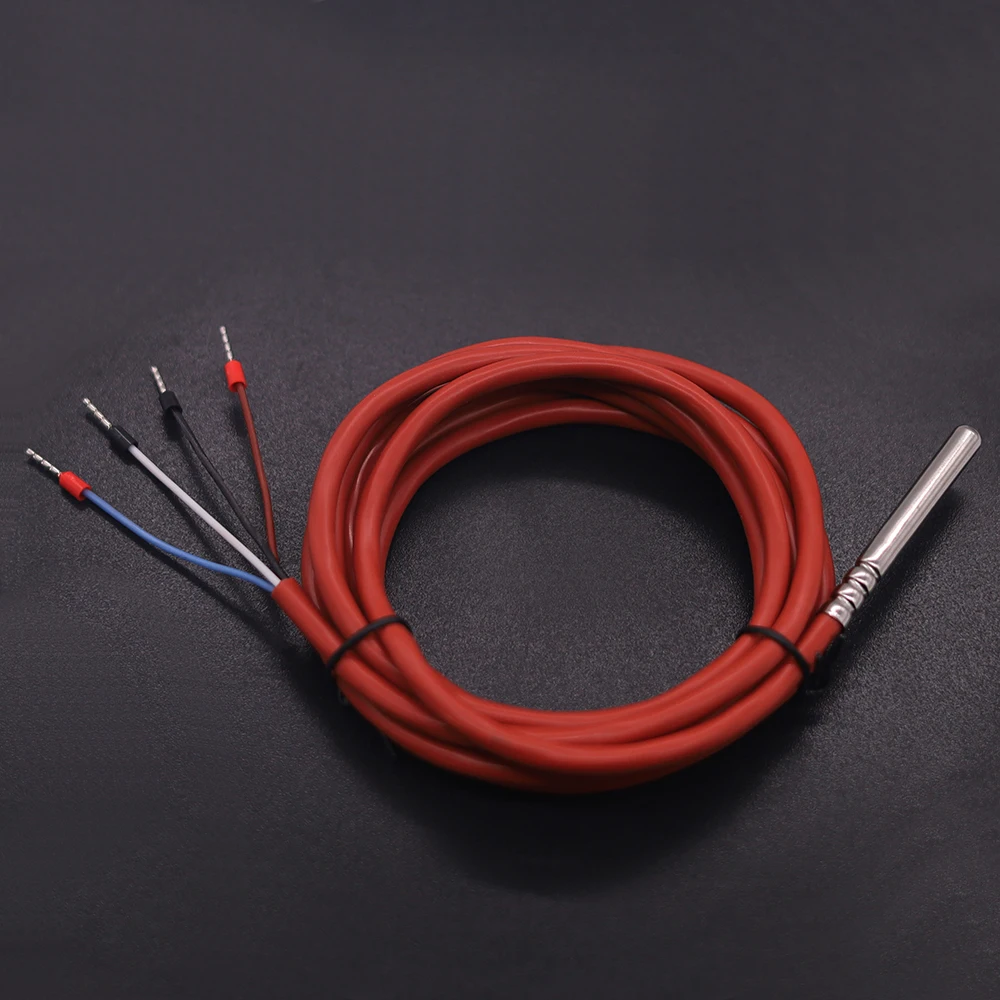 4-draads type PT100 thermokoppel waterdichte hoge temperatuur thermokoppel temperatuursensor met siliciumkabel