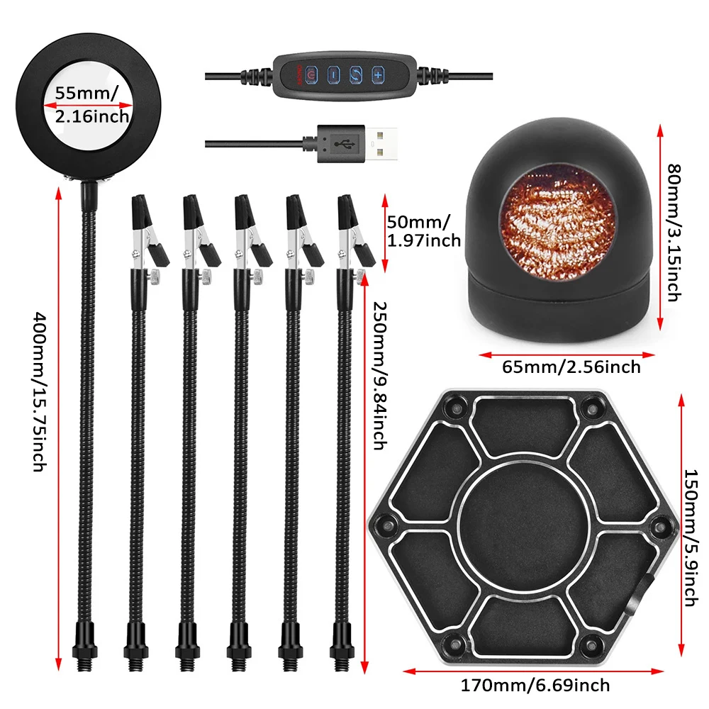 Helping Hands Soldering Station, Five-Claw Soldering Station Third Hand Soldering Tool with Soldering Iron Stand, 3X Magnifying