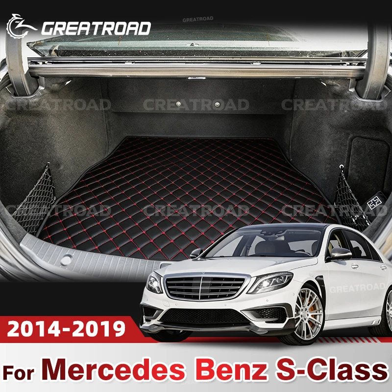Alfombrilla de maletero de coche para Benz S class W222 Four doors Non-oil-electric hybrid 2014-2019 2018 2017 2016 2015, revestimiento de carga, alfombra, piezas interiores, accesorios