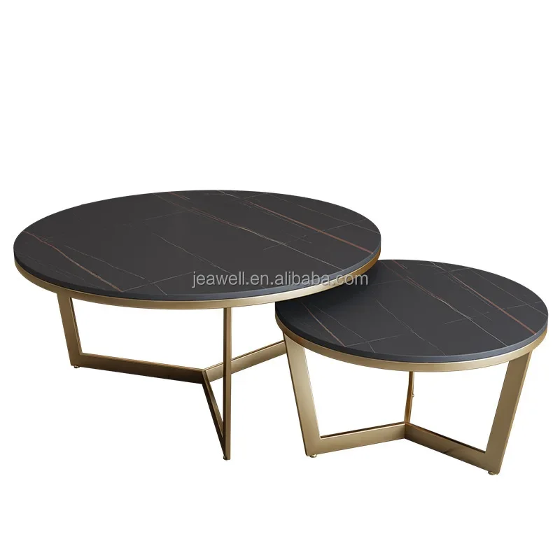 Sintered Slate Stone White Marble Gold Metal Coffee Table Sintered Stone Top Coffee Table Small Coffee Table For Hotel