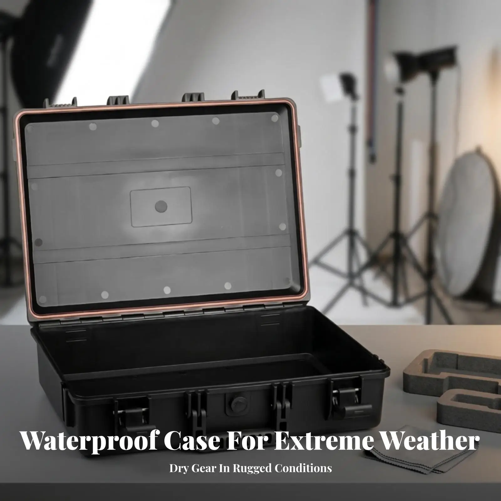 Shock Resistant Instrument Case PP Steel Sponge Lined Portable Waterproof Hard Case for Photography Gear