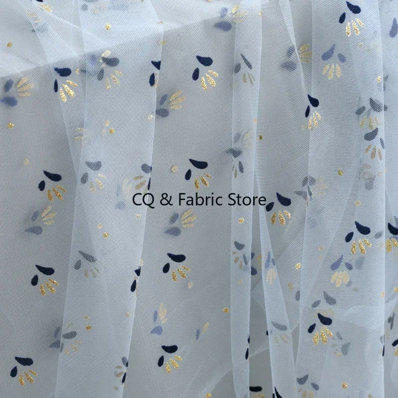 Soft Mesh Fabric Flocking Bronzing Lace Fabric Clothing Skirt Gauze Fabric Tablecloth Background Cloth