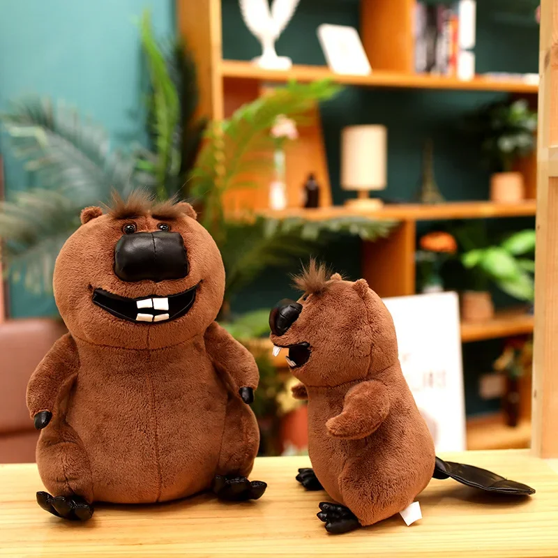 New Anime Lifelike Smile Beaver Plush Toys Soft Cartoon Brown Beaver Doll Funny Toys For Children Cute Decor For Room/Car