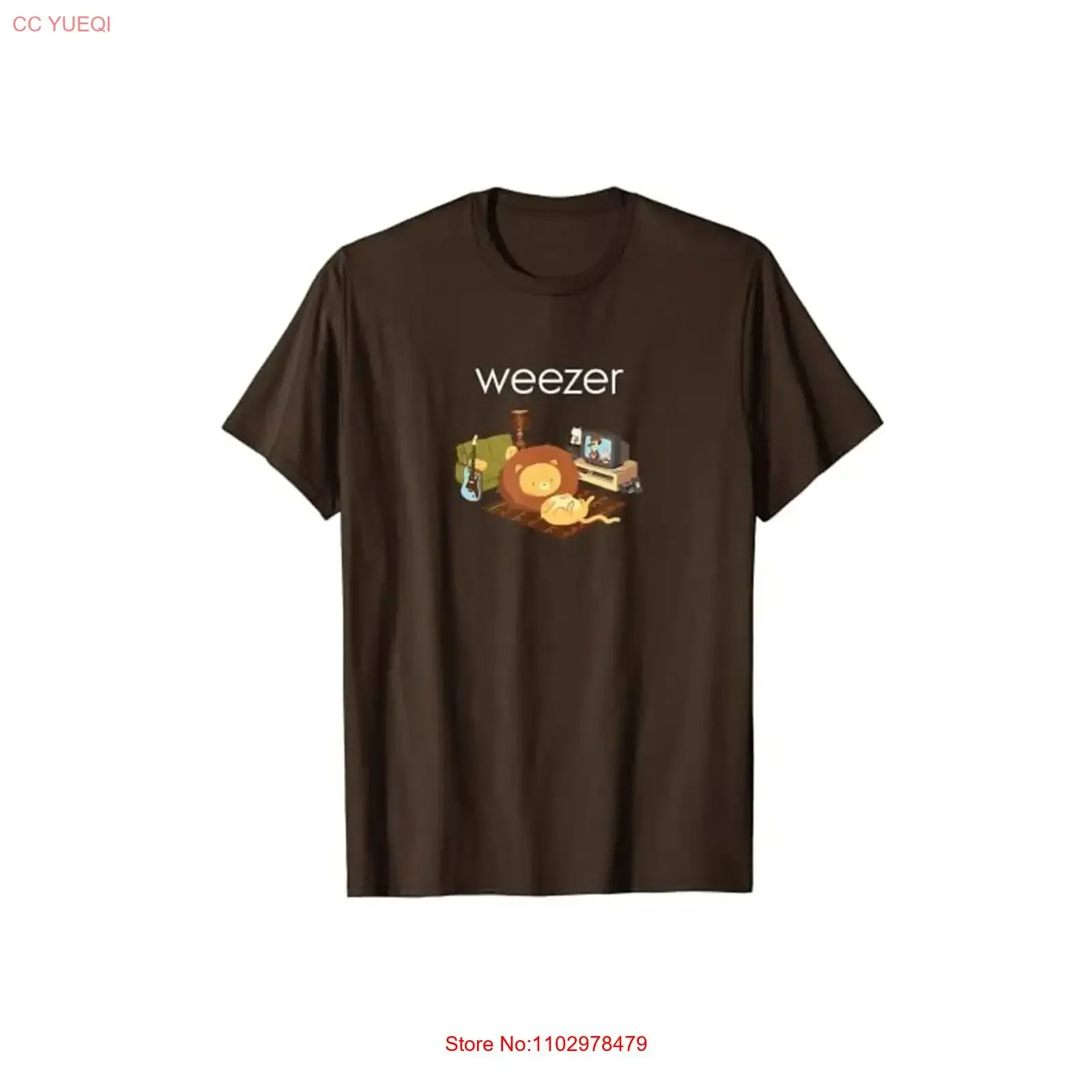 Camiseta unisex Weezer Dark Choco Lion On The Floor TE796 vintage, estilo vintage, unisex, transpirable, versátil, ligeramente lavado