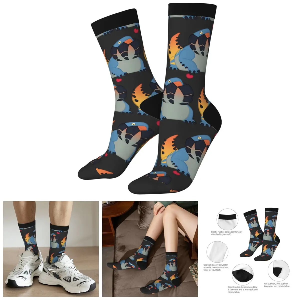 Happy Funny Men's compression Socks Chill Vintage Harajuku MonsterHunter Hip Hop Novelty Casual Crew Crazy Sock Gift Printed