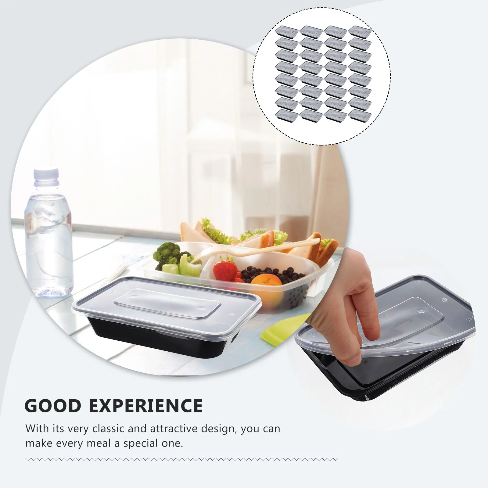 50pcs Disposable Long Rectangle Food Boxes Takeout Containers with Lids for Restaurant Home Portable Meal Storage for Takeaway
