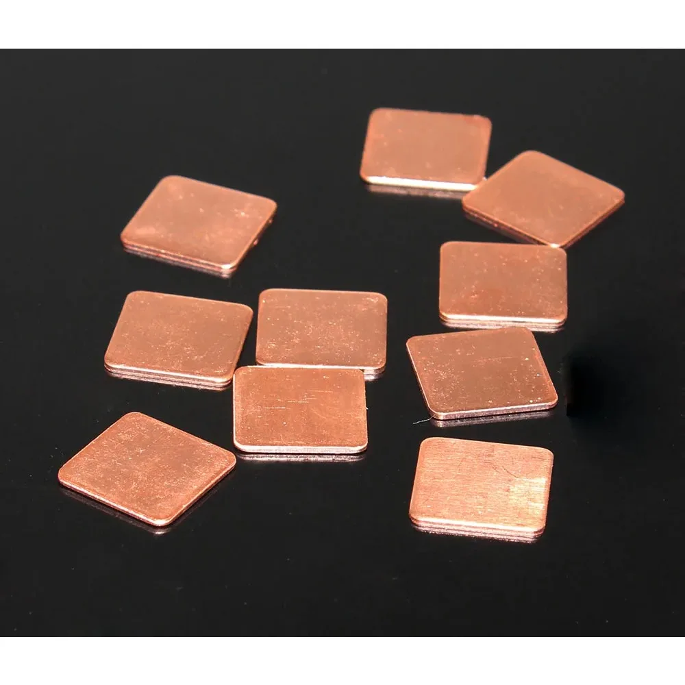 10pcs / Lot 15x15x0.1mm 0.3mm 0.5mm 1.5mm PC Computer Video Card Cooling Copper CPU VGA BGA Radiator Heatsink Cooler
