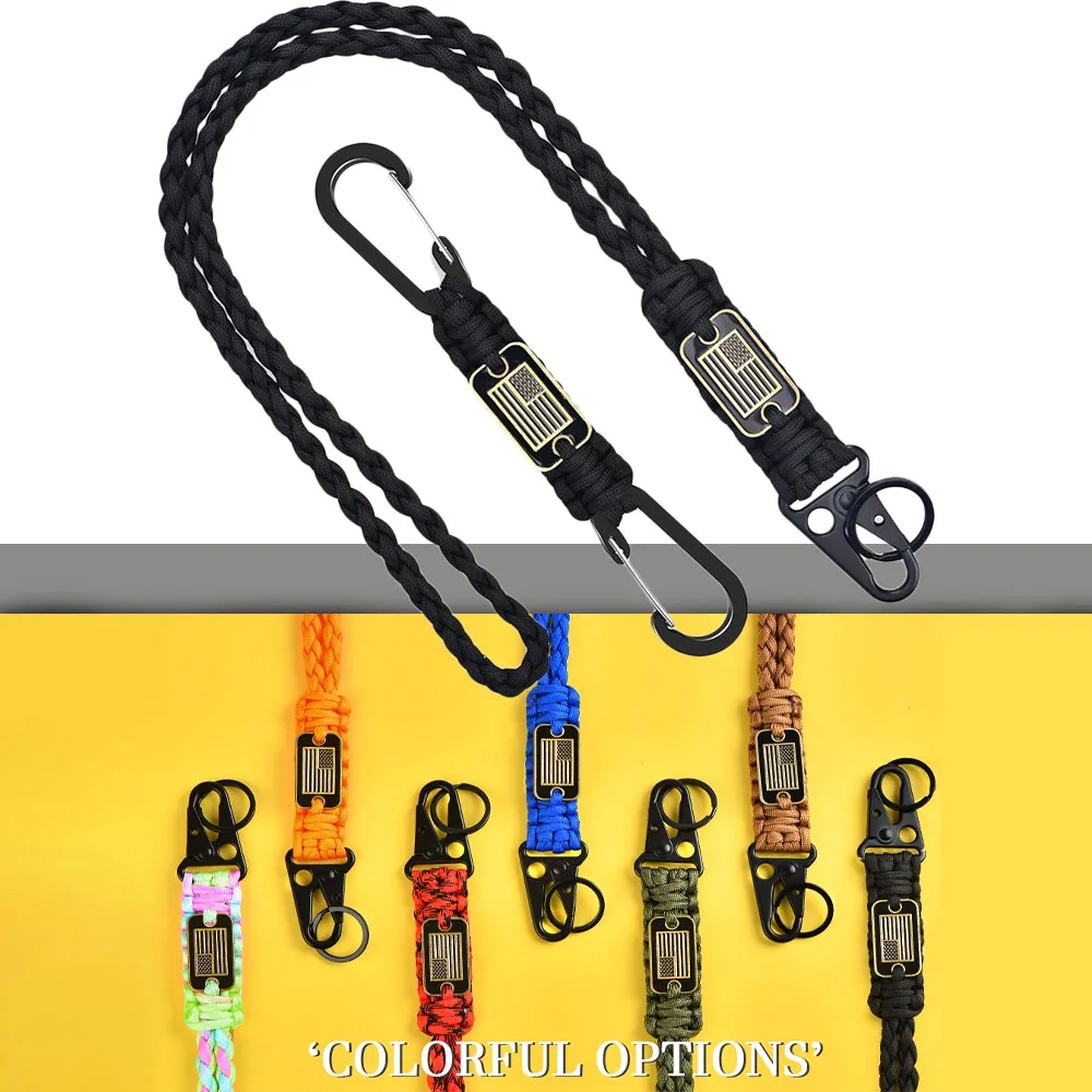 

Heavy Duty Paracord Lanyard Necklace, 2Pcs Braided Keychain Lanyard Strap , Tactical Lanyard Set