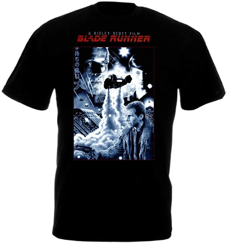Blade Runner V17 T Shirt Black Movie Poster Black T-Shirt Men's T-Shirt Black Short Sleeve for All-Season