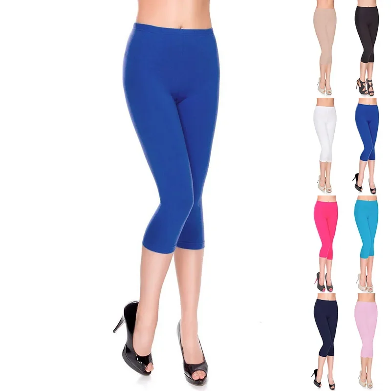 Women Ice Silk High Elastic See Though Sports Skinny Slim Super ElasticFit Soft Sports Skinny Slim Fit Cropped Trousers Leggings