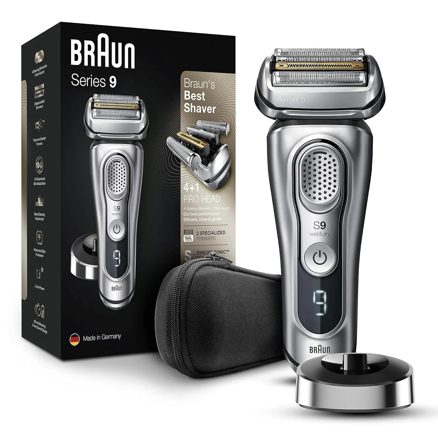 

Electric Razor for Men Pop-Up Precision Beard Trimmer, Rechargeable, Wet & Dry Foil Shaver with Travel Case, Silver, 5 Pie