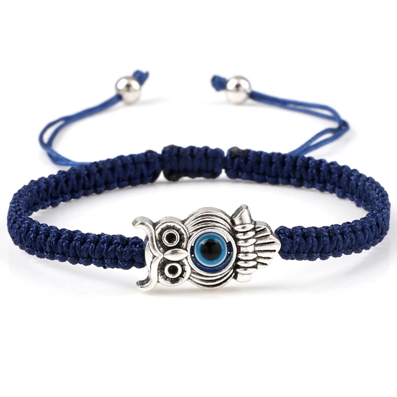 Adjustable Lucky Evil Eye Bracelet for Women Men Handmade Red String Thread Rope Owl Charm Braided Bracelets Friendship Jewelry