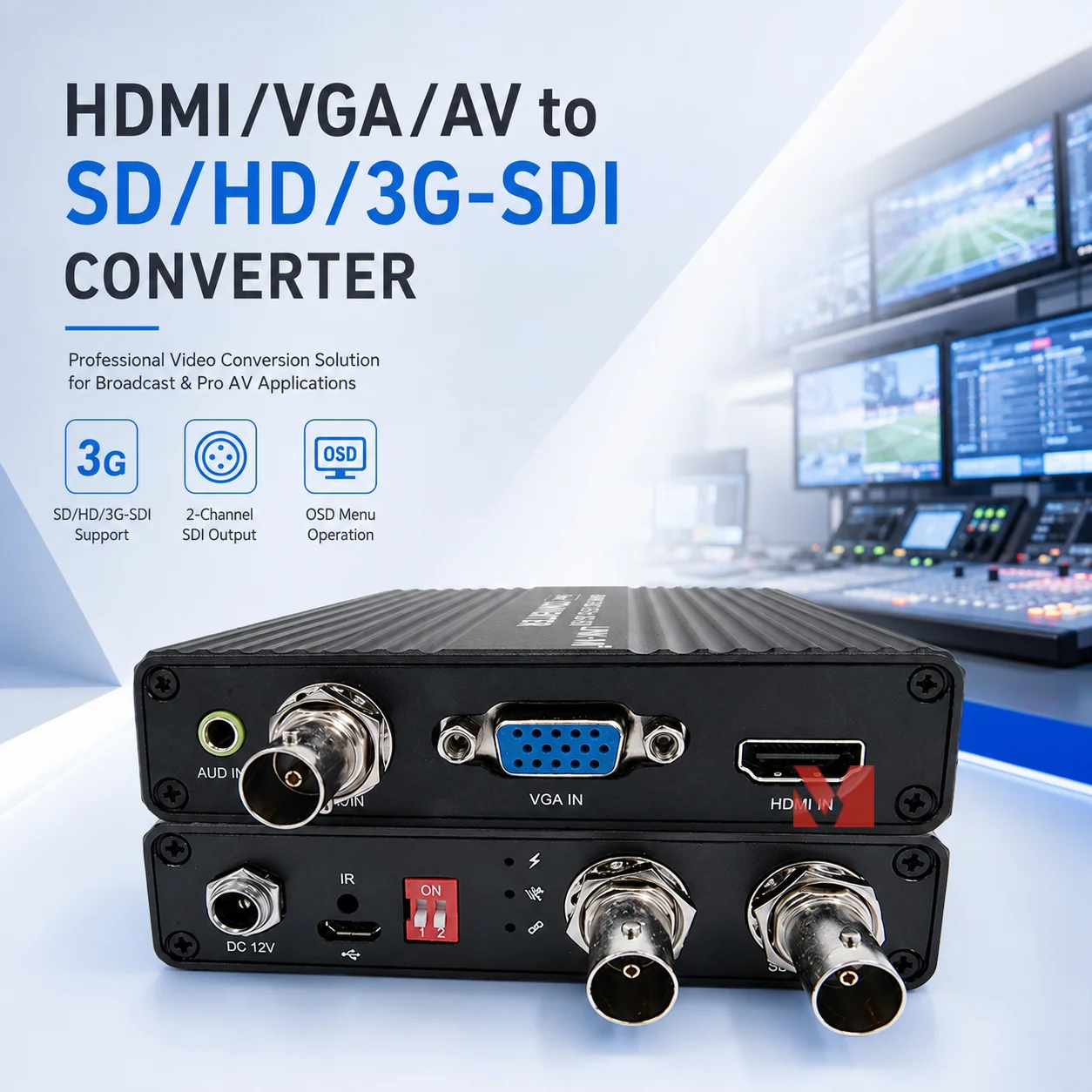 HDMI to 3G-SDI Converter Dual SDI Output VGA AV to HD-SDI Audio Embed SMPTE424M 1080P Video Signal Converter