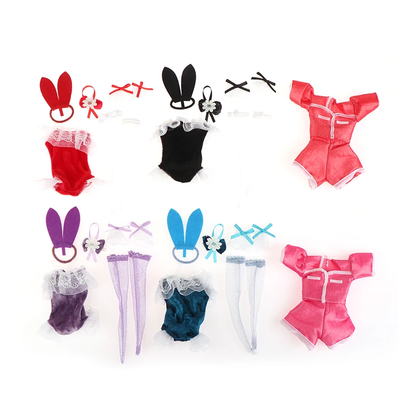 1set Fashion Dress For 30cm Doll Short Sleeve Stockings Shorts Sexy Bunny Dress Accessories Clothes for Doll  Dollhouse Toys 