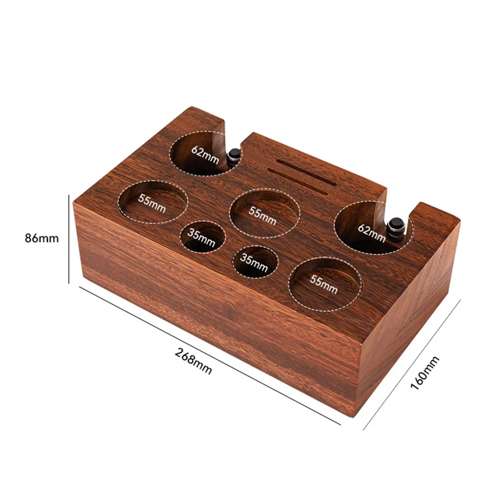 Wooden Coffee Tamping Station with Espresso Tamper Holder and Portafilter Rest for Barista Workflow Accessories