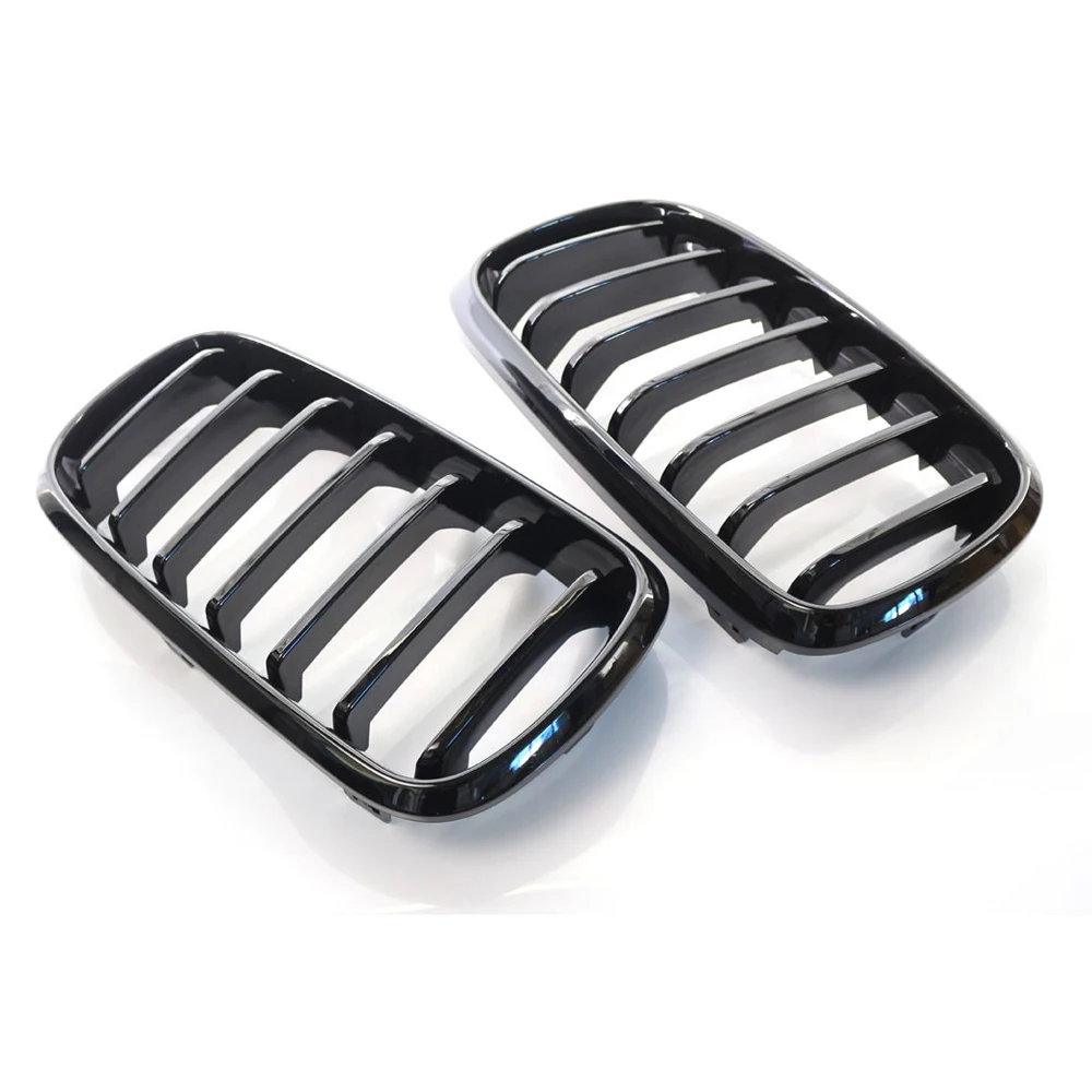 2Pcs Car Gloss Black Front Bumper Single Slat Kidney Grilles For BMW F15 F16 X5 X6 F85 F86 X5M X6M 2014-2018 Car Accessories