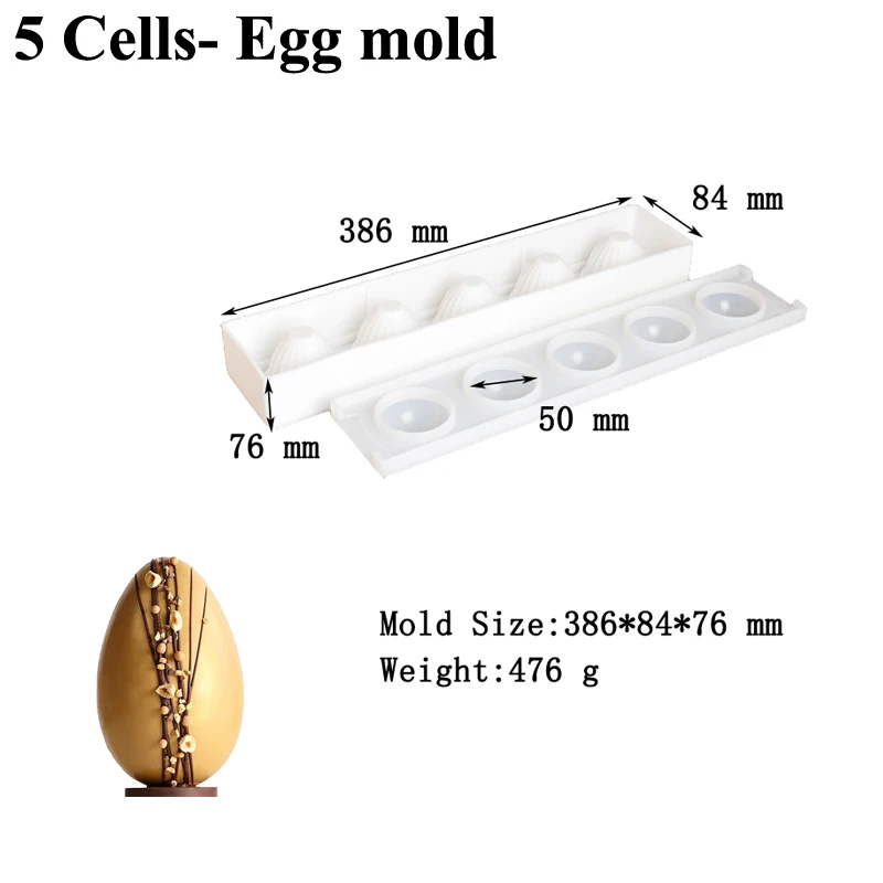 Easter Day Hand Drawn  Easter Egg Chocolate Mould 5 or 8 Cavity 3D Easter Egg Silicone Cake Mold Kitchen Dessert Baking Tools