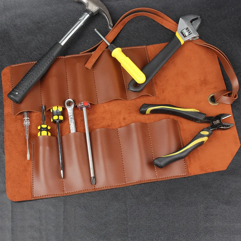 

Leather Double Layer Thickened Tool Bag, Hardware, Dual Use, Wrench Storage Kit