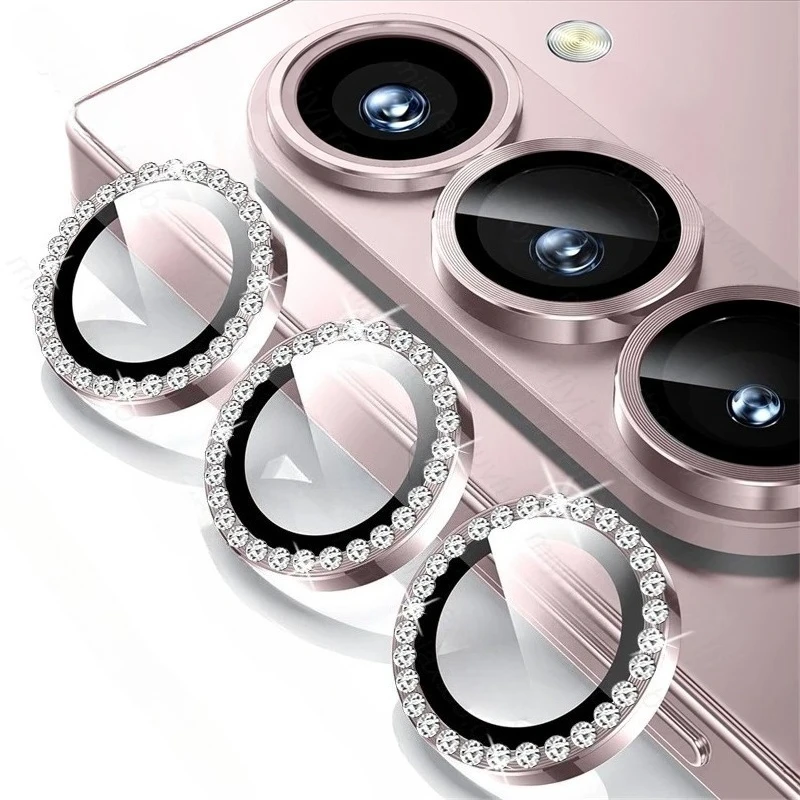 3D Rhinestone Sparkling 9H Lens Tempered Glass For Samsung Z Fold 8 Ultra 7 6 5 Rear Bling Diamond Camera Screen Protector Cover