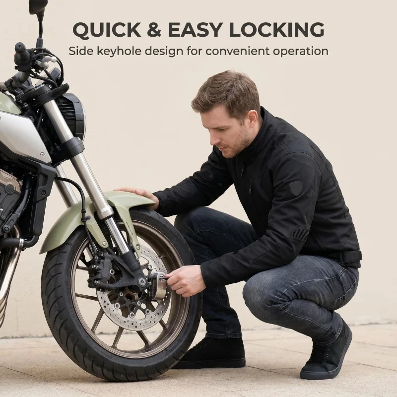 Waterproof Aluminum Alarm Disc Lock 110dB Anti-Theft Security for Motorcycle Bicycle Scooter with Lock Rack And Reminder Rope view 6