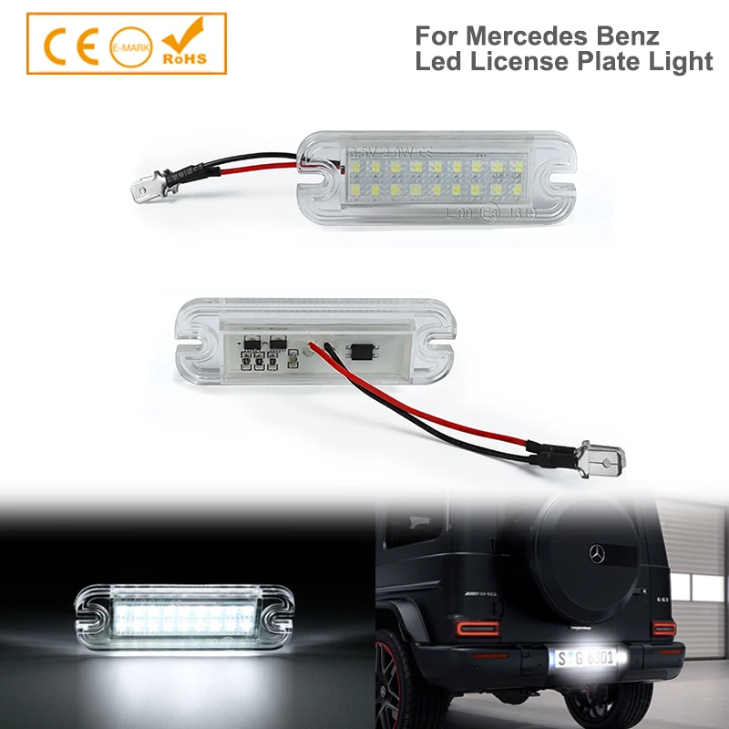 

2Pcs No Error LED License Plate Lights For Mercedes Benz G-Class W463 G500 G550 G55 G63 G65 AMG Car Number Lamps #：A4638200356