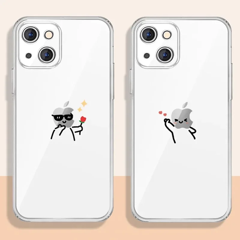 

Funny Matchstick Men Clear Couple Phone Case For iPhone 14 15 13 11 12 16 Pro Max Mini XR SE4 7 8 Plus 16E Paired Cover Shell