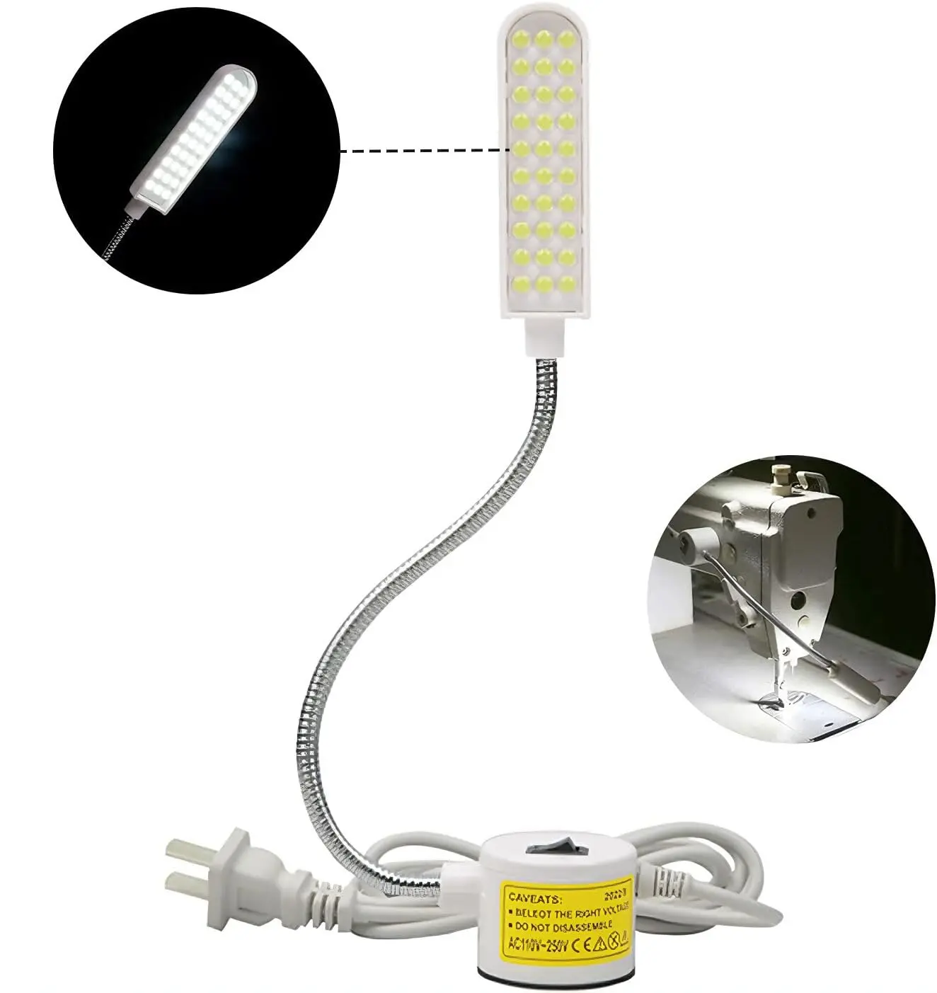10/30LEDs Sewing Machine Light LED Portable Work Light,Flexible Gooseneck Lampe with Magnetic Base for Workbench Lathe