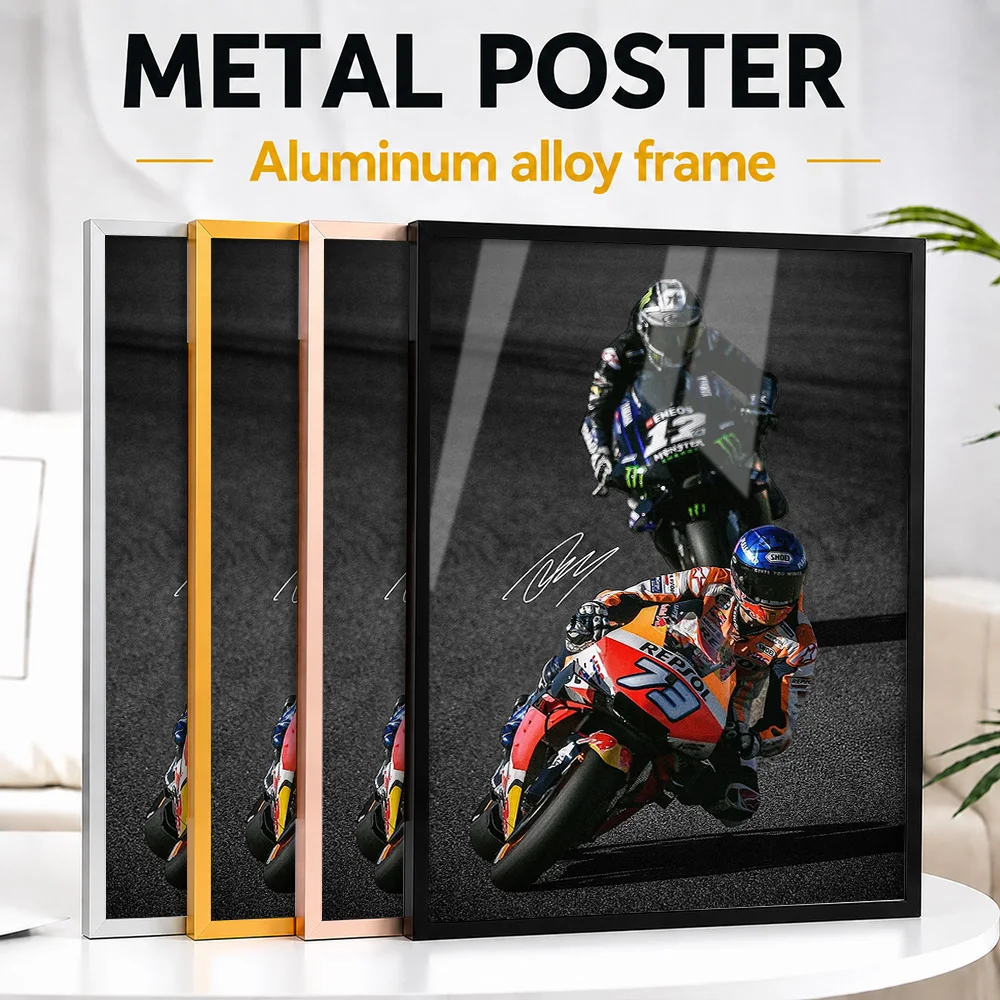 Alex Marquez MotoGP Framed Aluminum Metal Poster Customized Photo Dynamic Victory Style Wall Art For Garage Memorable Fan Gift