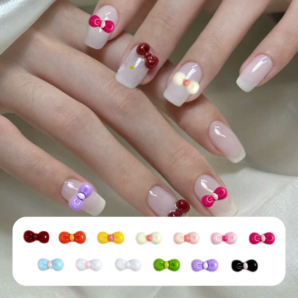 

30PCS Minimalist Colorful Resin Bows Nail Charms Macaron Glossy Bow Nail Art Decorations for DIY Nail Phone Case Accessories