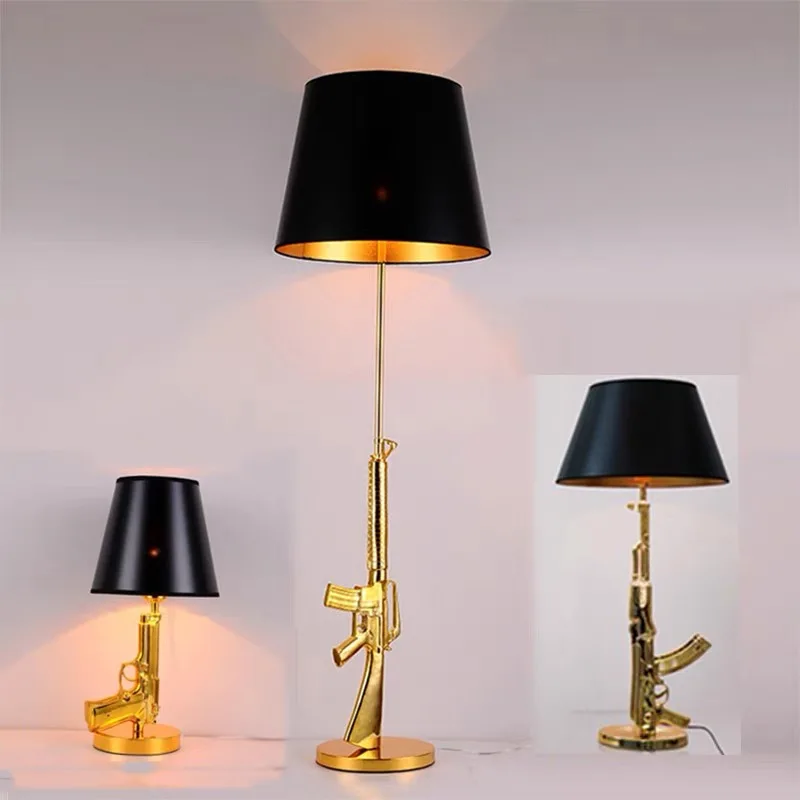 Modern Plated Floor Lamps AK47 Gun Design Desk Decor Lighting Creative Standing Light Bedside Reading Night Light Table Lamp