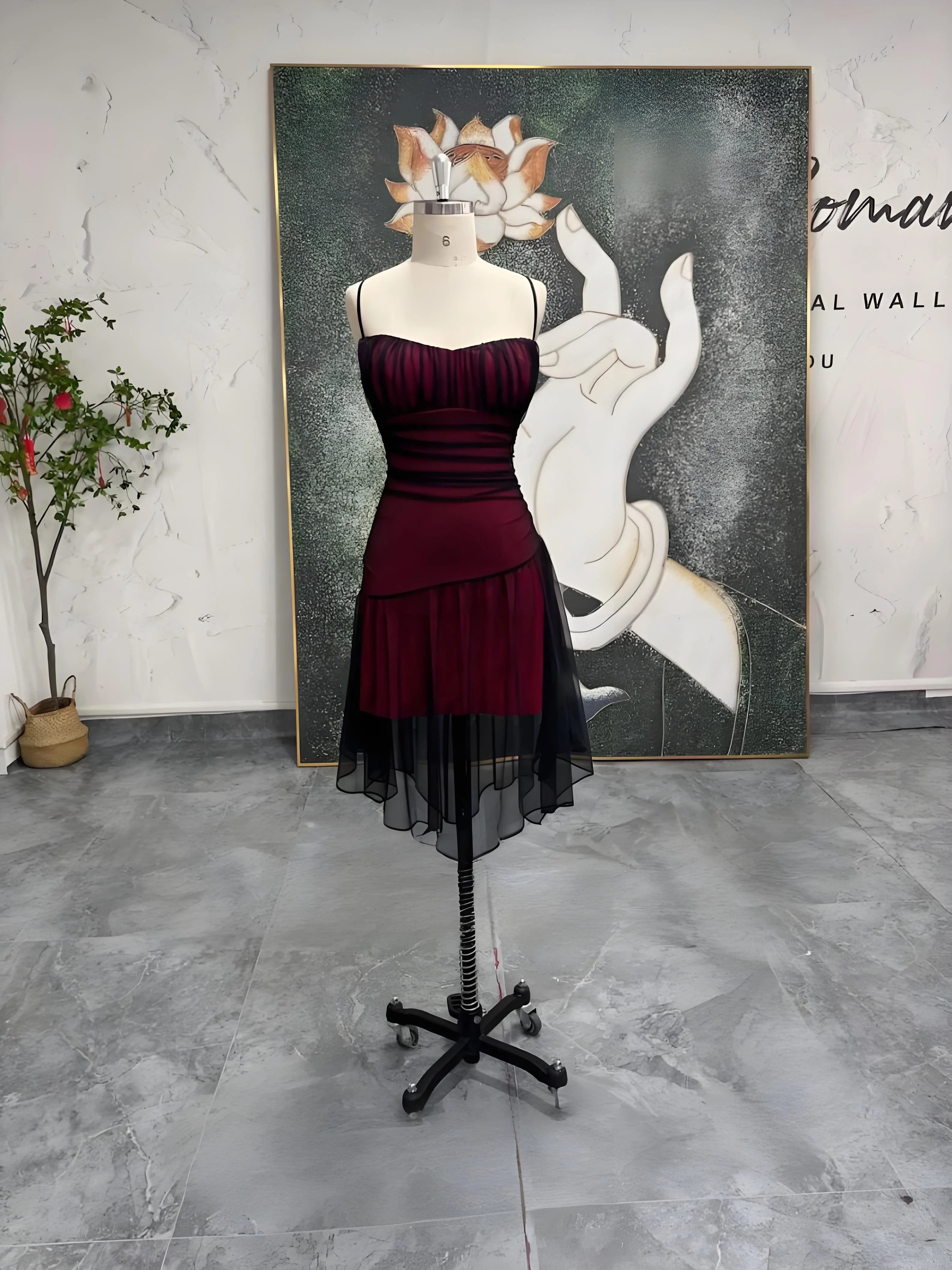 

Short Red and Black Homecoming Dress,Vintage Homecoming Dress