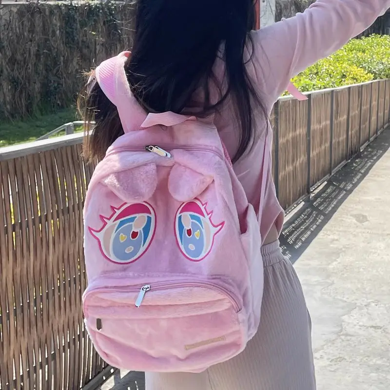 

Модный пушистый рюкзак с героями мультфильмов, сумка y2k, милый розовый школьный рюкзак Kanyes для мальчиков и девочек, японский рюкзак, школьный рюкзак большой вместимости