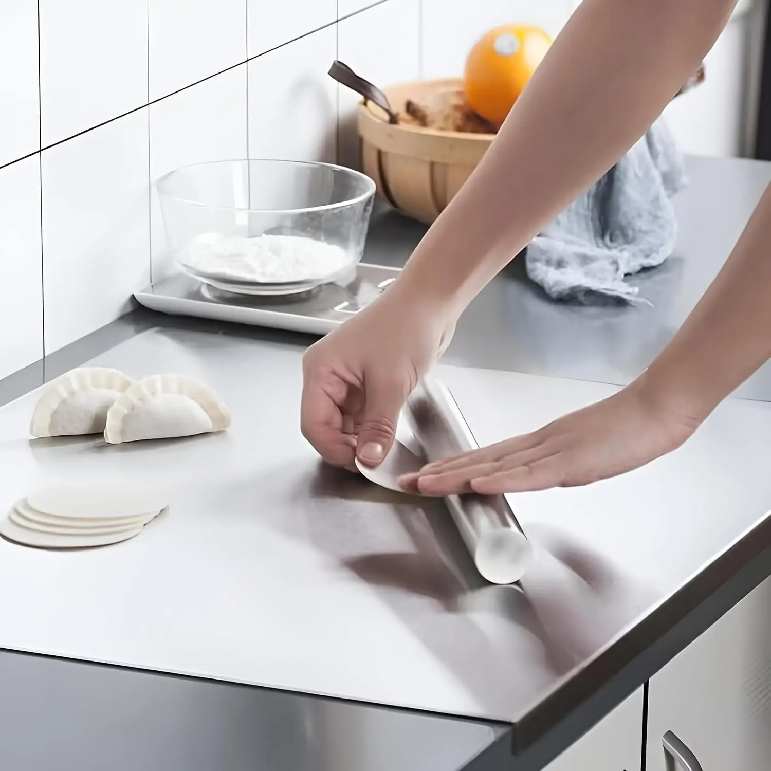 Tábua de corte extra grande de aço inoxidável para cozinha, tábua de cortar de metal de 70x50cm para carne, vegetais, frutas e amassar